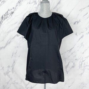 G. Label by Goop | Margo Black Pleated Neck Top | Sz 14